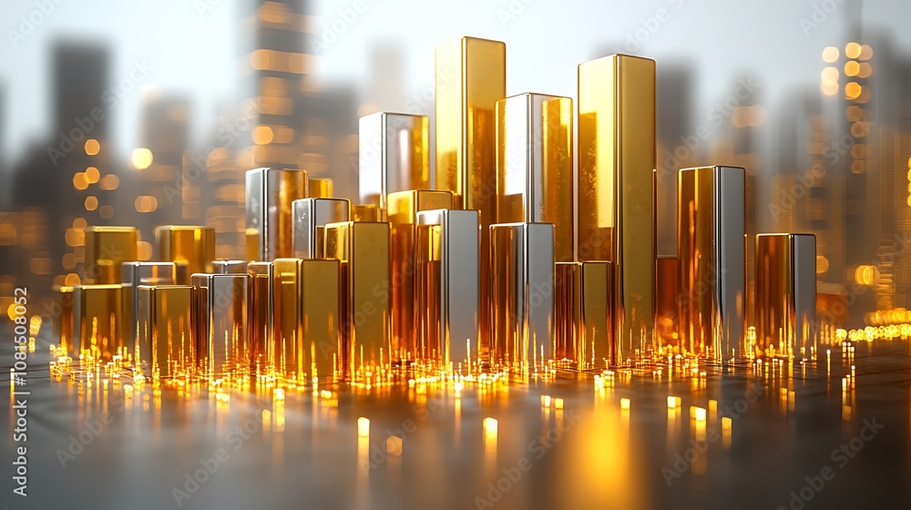 Gold and Silver Bars Cityscape Abstract Background Gold and Silver Bars Cityscape Abstract Background