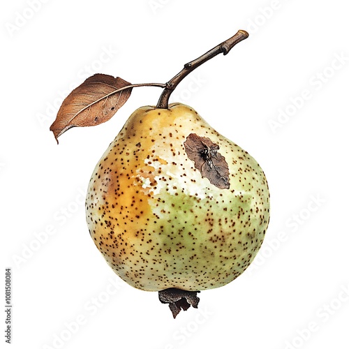 Callery pear isolated on a white background, close up photo