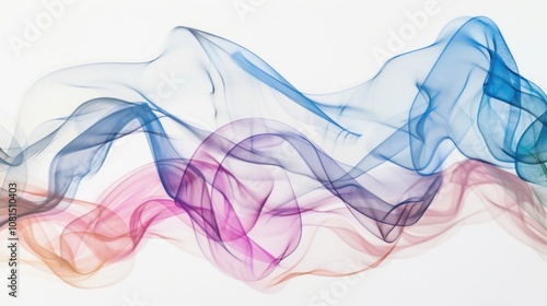 A serene scene of various abstract patterns in different colors creating a unified, flowing design on a white background