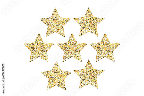 gold glitter star icons for christmas, holiday, and celebration decorations and festive designs