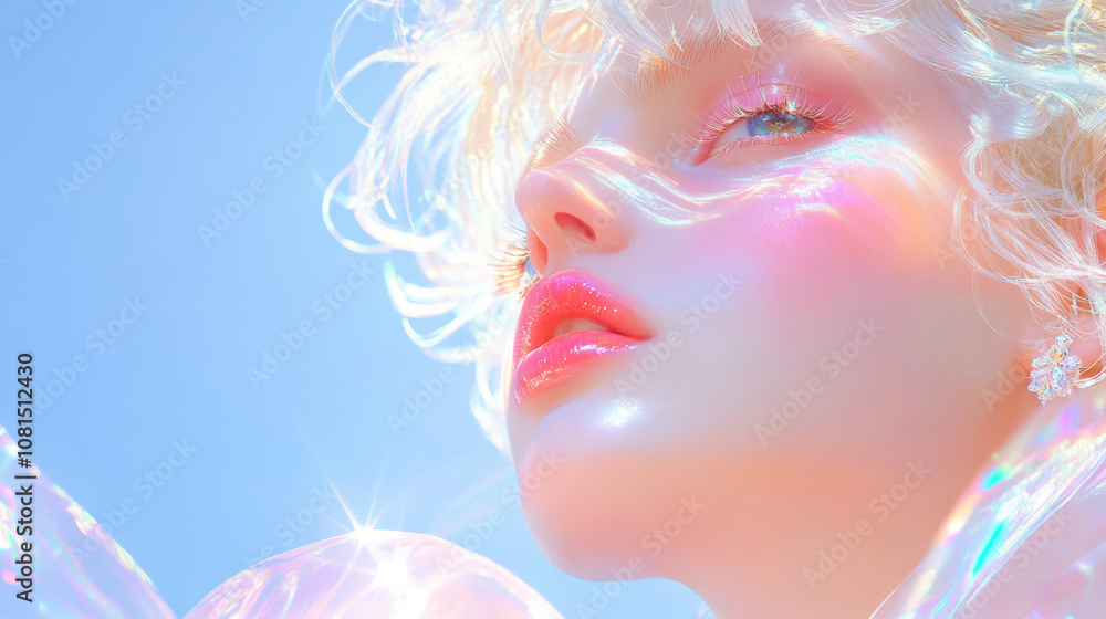 3D illustration for angel god godness painting with glossy holographic texture glass futuristic solarpunk fashion sense background. nouveau aesthetic tarot card beautiful colorful rainbow wallpaper 3D illustration for angel god godness painting with glossy holographic texture glass futuristic solarpunk fashion sense background. nouveau aesthetic tarot card beautiful colorful rainbow wallpaper