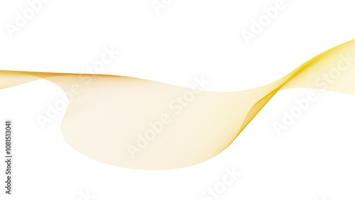 Abstract Gold Wave Design Element. Glowing Smooth Wavy Line. Abstract motion of curve lines, light shiny, glow effect. Element graphic design for technology banner template, wallpaper background