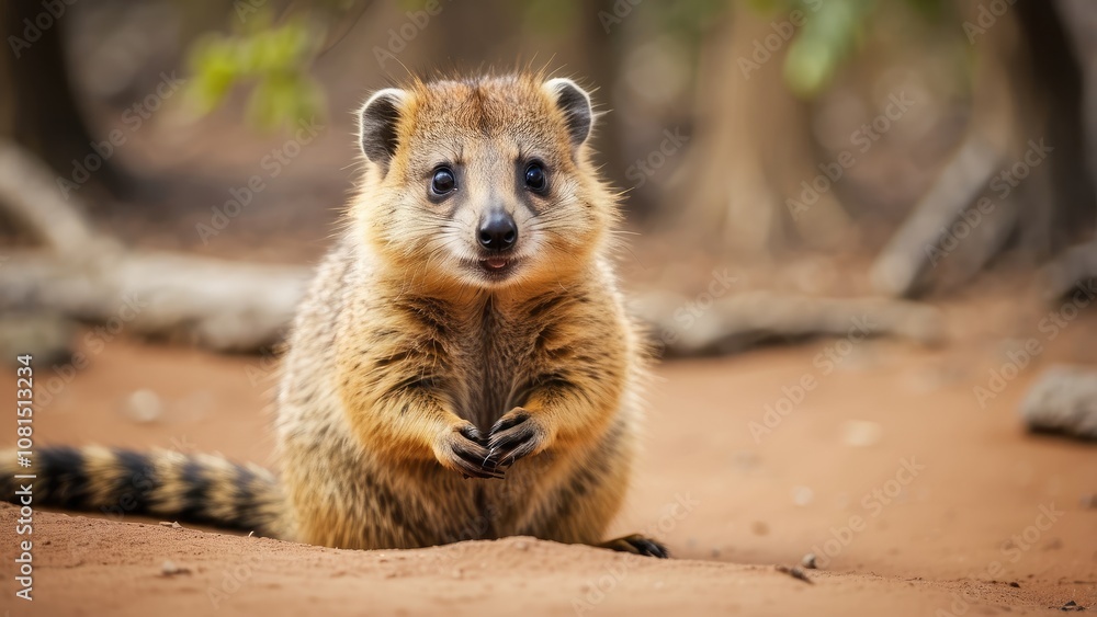 Photo of scared quokka nature, meerkat animal. Photo of scared quokka nature, meerkat animal.