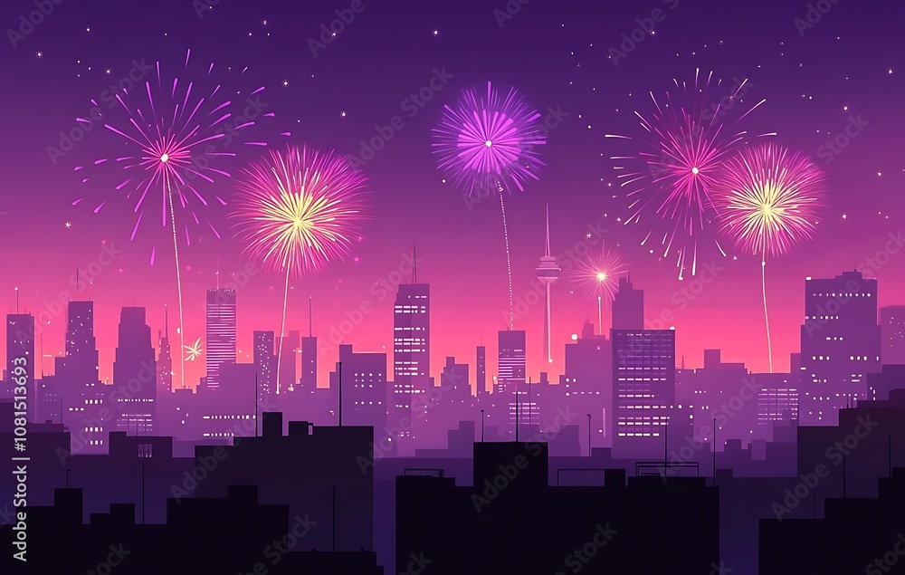 Vibrant fireworks illuminate the city skyline during New Year's Eve celebrations
Vibrant fireworks illuminate the city skyline during New Year's Eve celebrations