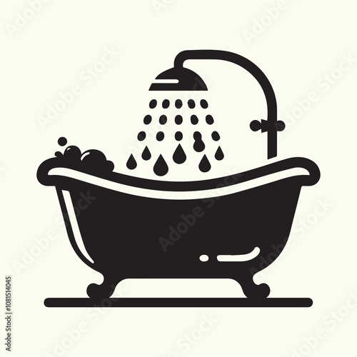 Bathtub vector, Bathtub silhouette vector icon black and white