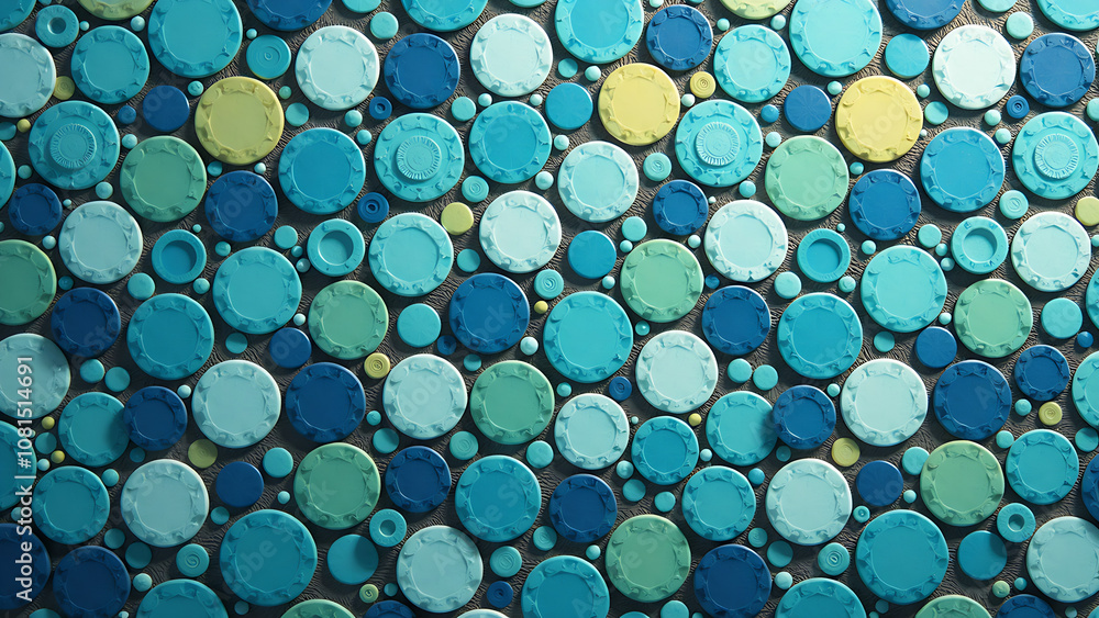 Colorful mosaic pattern in shades of blue, green, and white with unique shapes. Colorful mosaic pattern in shades of blue, green, and white with unique shapes.