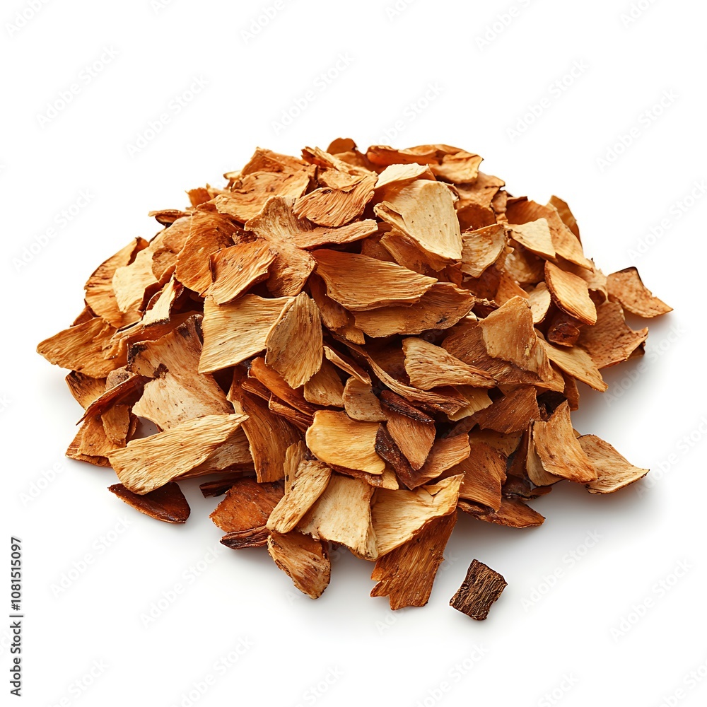 Chips for smoking meat isolated on a white background, close up Chips for smoking meat isolated on a white background, close up