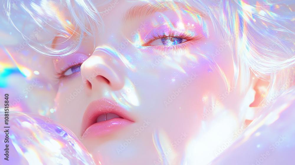 3D illustration for angel god godness painting with glossy holographic texture glass futuristic solarpunk fashion sense background. nouveau aesthetic tarot card beautiful colorful rainbow wallpaper 3D illustration for angel god godness painting with glossy holographic texture glass futuristic solarpunk fashion sense background. nouveau aesthetic tarot card beautiful colorful rainbow wallpaper