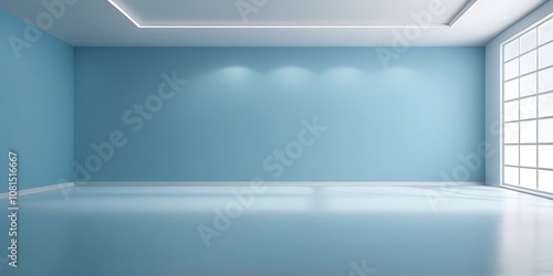 Wallpaper Mural Minimalist modern interior studio with light blue walls, natural light, and clean lines Torontodigital.ca