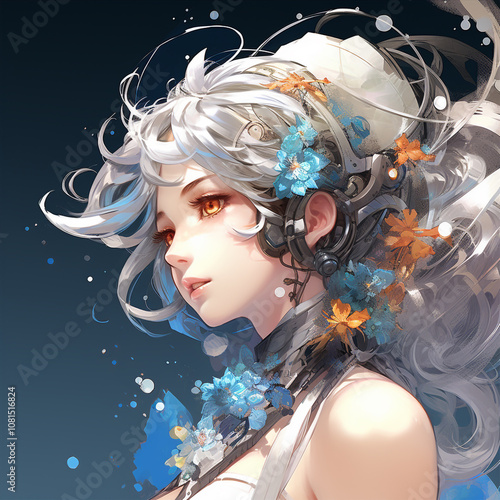 portrait of a person with a wreath of flowers