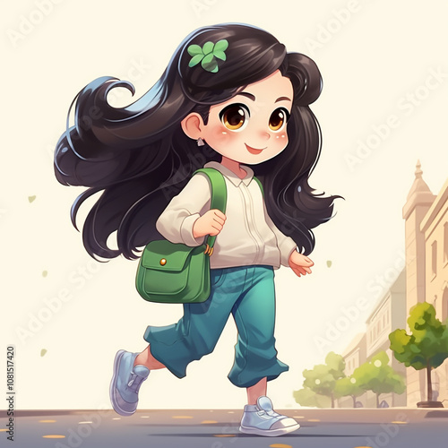 girl with a suitcase