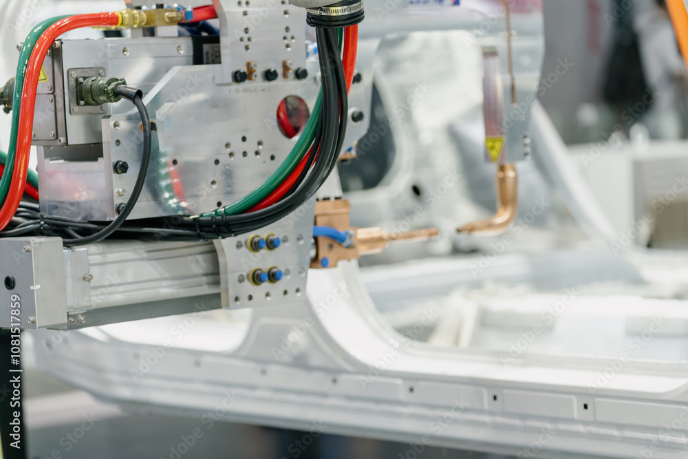 robot arm working in car factory
