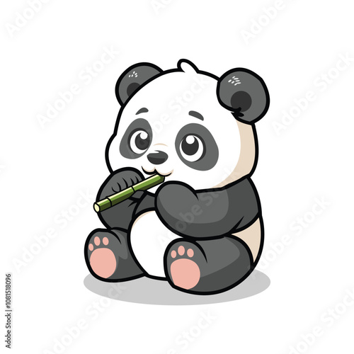 Cute Panda Eating Bamboo