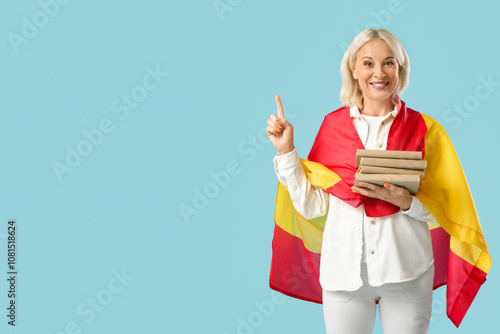 Mature woman with flag of S...