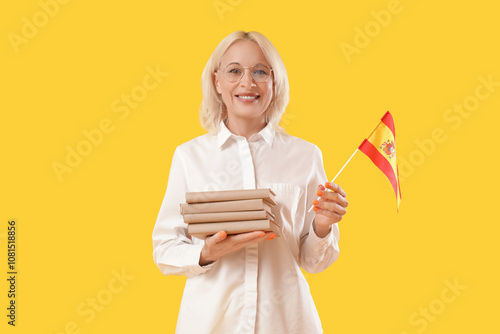 Mature woman with flag of S...