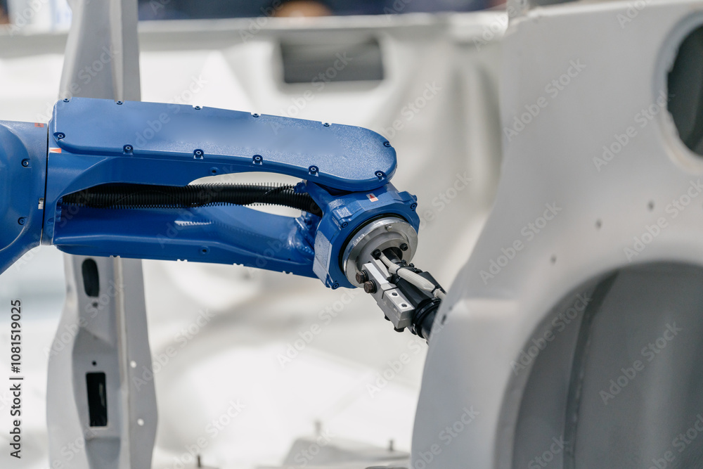 robot arm working in car factory
