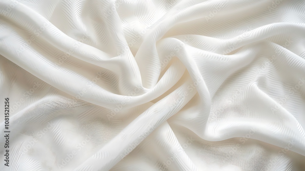 Close-up of white satin fabric with flowing folds and lustrous sheen. Close-up of white satin fabric with flowing folds and lustrous sheen.