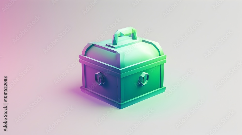 Minimalist 3D Icon of a Treasure Chest with Smooth Gradient Colors on White Background Minimalist 3D Icon of a Treasure Chest with Smooth Gradient Colors on White Background