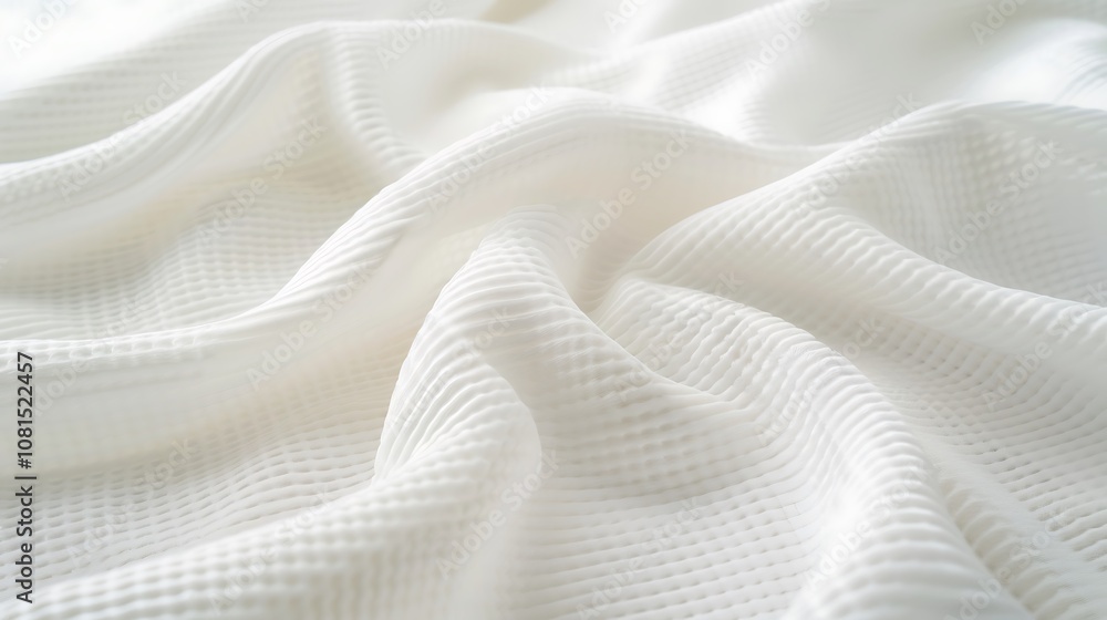 Close-up of textured white fabric in a swirling, rose-like formation Close-up of textured white fabric in a swirling, rose-like formation