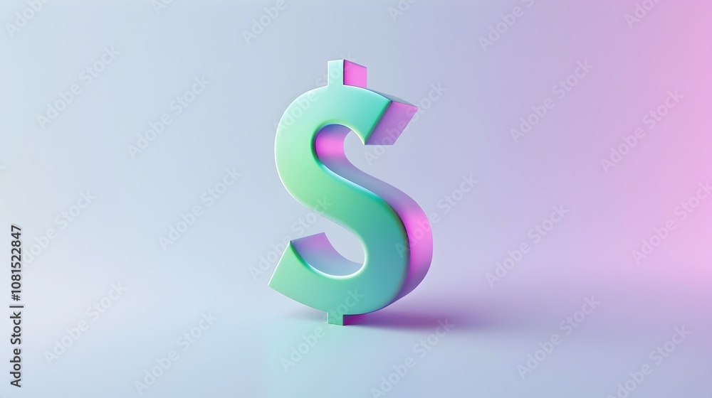 Minimalist 3D Dollar Sign Icon with Smooth Gradient Colors and Negative Space on White Background Minimalist 3D Dollar Sign Icon with Smooth Gradient Colors and Negative Space on White Background