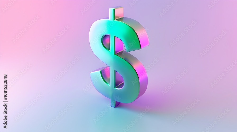 Minimalistic and Vibrant 3D Dollar Sign Icon on Light Background Minimalistic and Vibrant 3D Dollar Sign Icon on Light Background