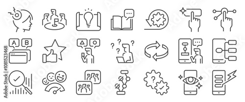 UX User experience icon set. It included contexts such as web, experiences, app, personas, properties, and more. Editable Vector Stroke.