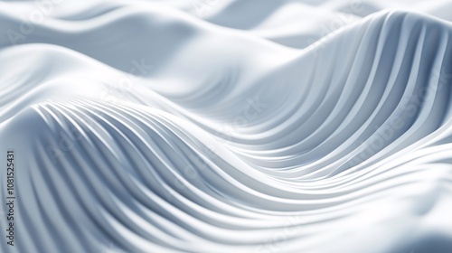 pristine white surface ripples with a single, precise wave formation subtle shadows and highlights emphasize the sculptural quality 8k resolution captures every nuance of this deceptively simple, yet