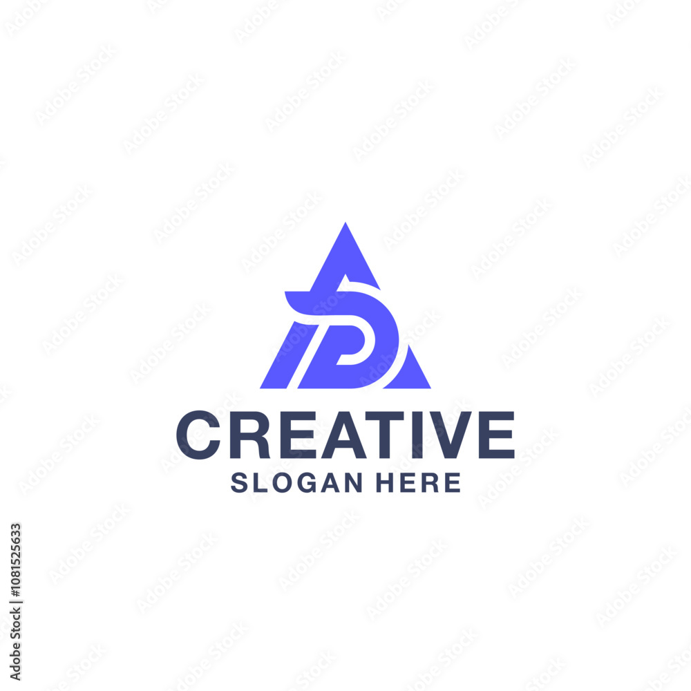 DA letter triangle logo desig...