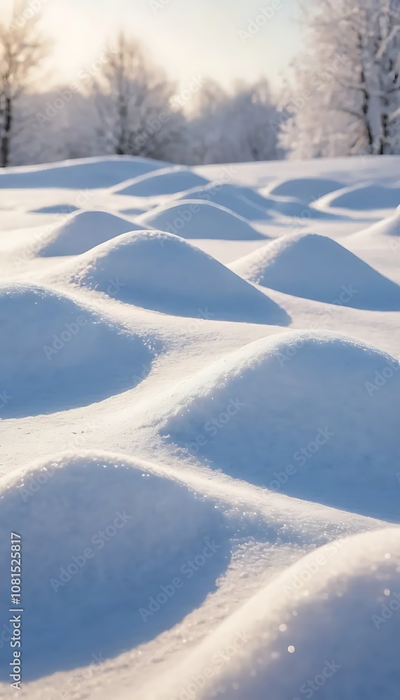 Freshly Fallen Snow with Soft Mounds and Light Reflections for a Serene Winter Background Freshly Fallen Snow with Soft Mounds and Light Reflections for a Serene Winter Background