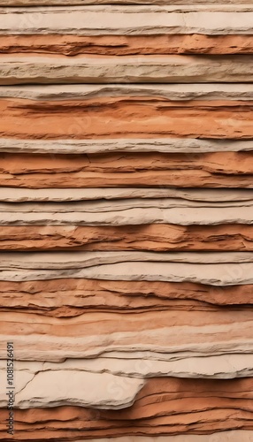 Layered Sandstone with Natural Lines and Color Variations in Beige and Rust Tones for an Earthy Rugged Look