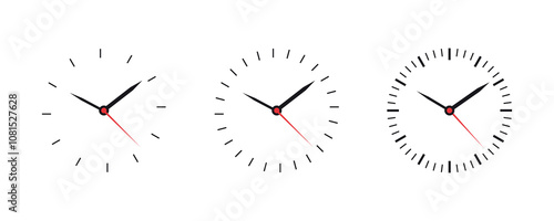 Elegant clock set png on transparent background. Analog wall clock icon