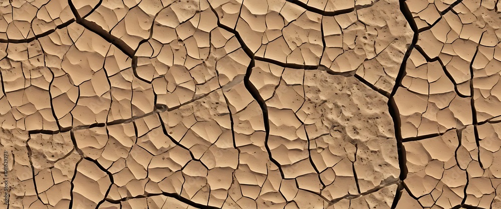 Cracked Earth with Deep Crevices in Tan and Dark Brown for a Dry Arid Background Cracked Earth with Deep Crevices in Tan and Dark Brown for a Dry Arid Background