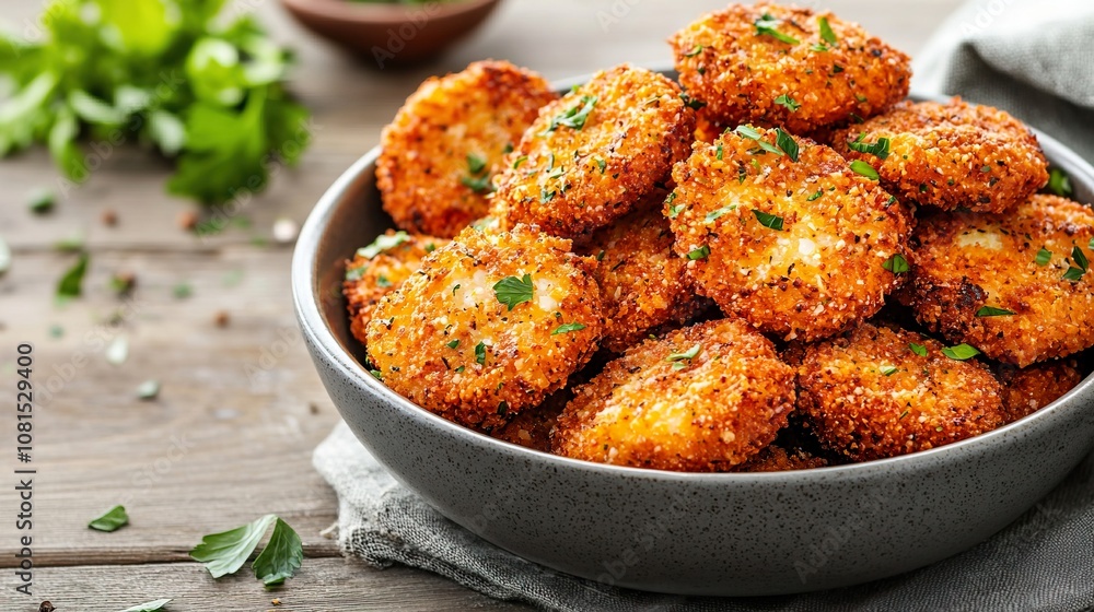 Snack time appetizer and finger food concept. Crunchy Appetizers in Bowl Ready for Enjoyment Snack time appetizer and finger food concept. Crunchy Appetizers in Bowl Ready for Enjoyment