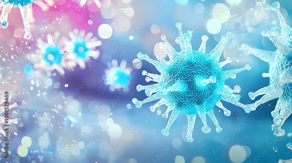 Blue Virus Microbe 3D Illustration Blue Virus Microbe 3D Illustration
