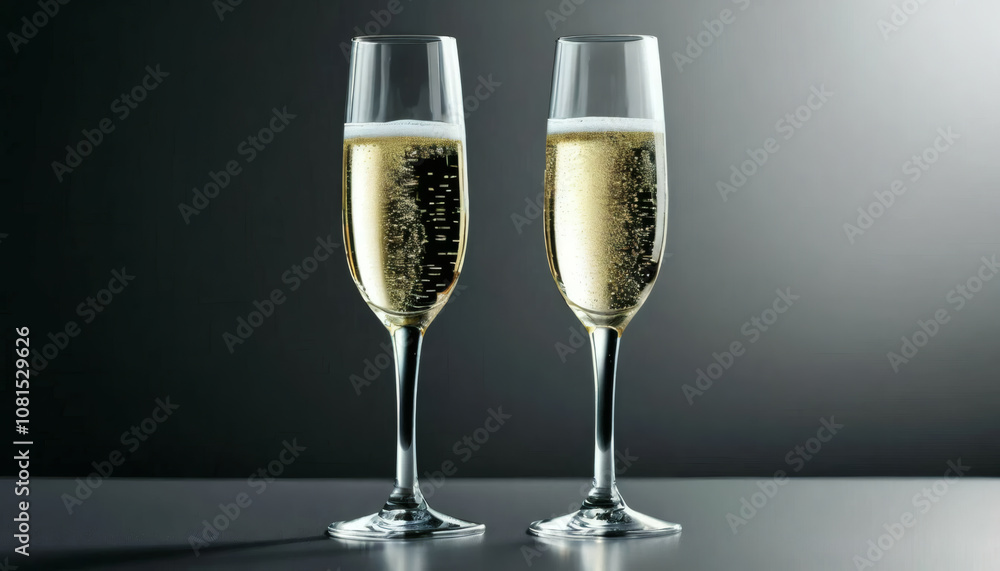 Glass Of Sparkling Champagne. Champagne is sparkling in a champagne glass isolated against a black background Glass Of Sparkling Champagne. Champagne is sparkling in a champagne glass isolated against a black background