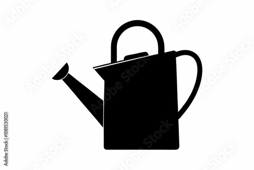 Garden watering can silhouette vector, watering can icon