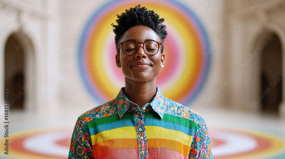 Obraz premium Take a break and coffee time concept. Person Practicing Mindful Breathing During Exercise Break