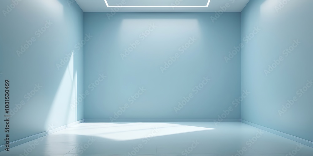 Minimalist modern interior with light blue walls, natural light, and clean lines Minimalist modern interior with light blue walls, natural light, and clean lines