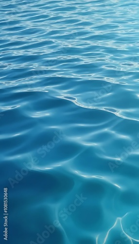 Rippling Water Surface with Realistic Reflections and Blue-Turquoise Gradients in Natural Light