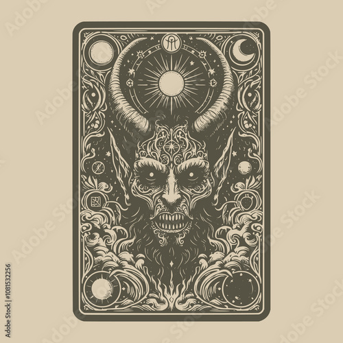 devil tarot card with horns