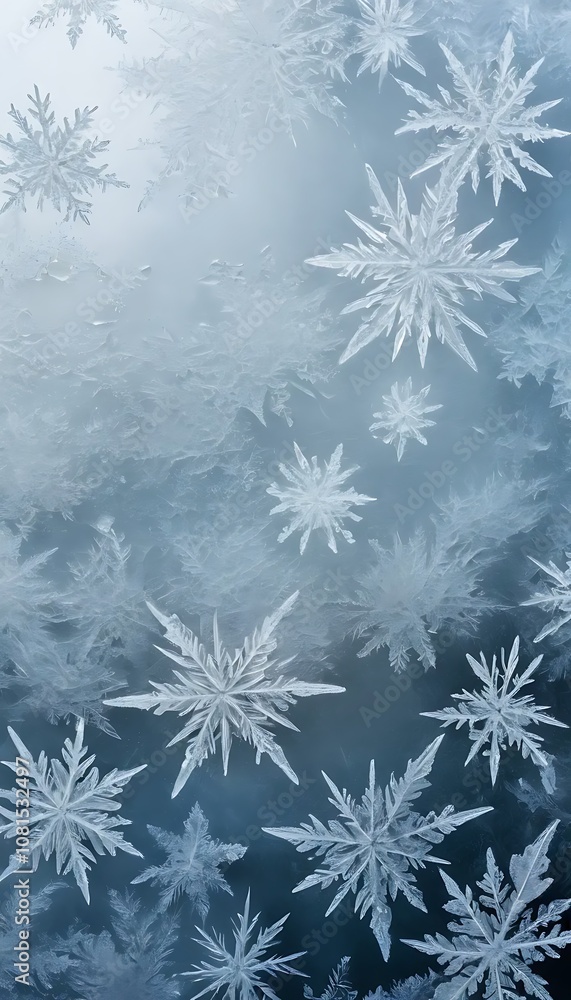 Frost-Covered Glass Texture with Visible Ice Crystals for a Wintry Background Frost-Covered Glass Texture with Visible Ice Crystals for a Wintry Background