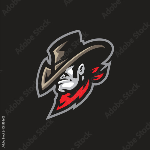 Cowboy mascot logo design vector. Cowboy head illustration.