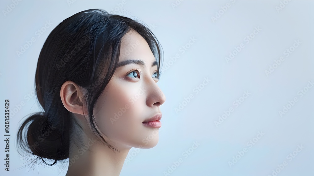 Elegant Japanese-Spanish Mixed CEO in Corporate Sideview Portrait Elegant Japanese-Spanish Mixed CEO in Corporate Sideview Portrait