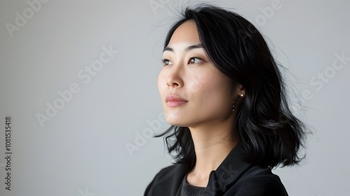 Elegant Multicultural Female Executive Portrait in Minimalist Studio Setting