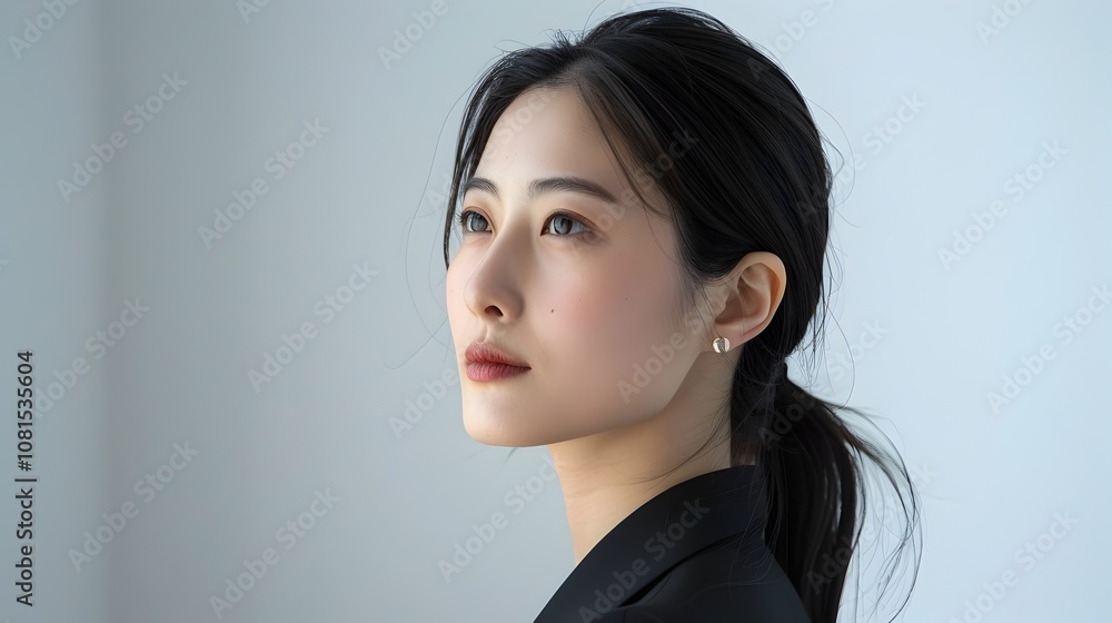 Sophisticated Japanese-Spanish Professional CEO in Sideview Studio Portrait Sophisticated Japanese-Spanish Professional CEO in Sideview Studio Portrait
