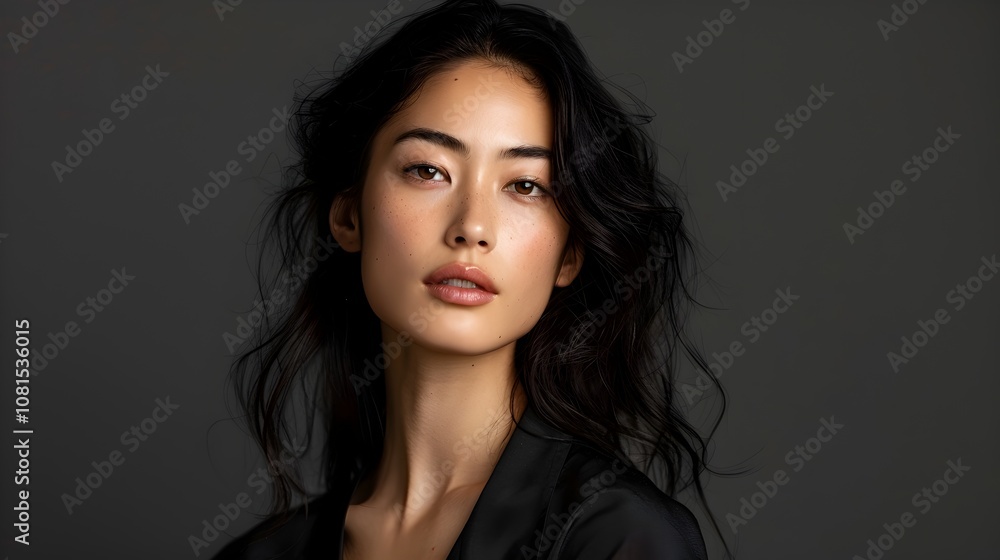 Elegant Mixed-Race Japanese-Spanish Woman in Minimalist Portrait Elegant Mixed-Race Japanese-Spanish Woman in Minimalist Portrait