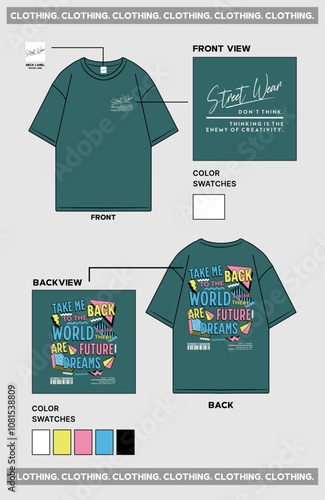 Design t shirt mockup oversize street wear dream future