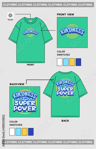 Design t shirt mockup oversize street wear kindness is my super power