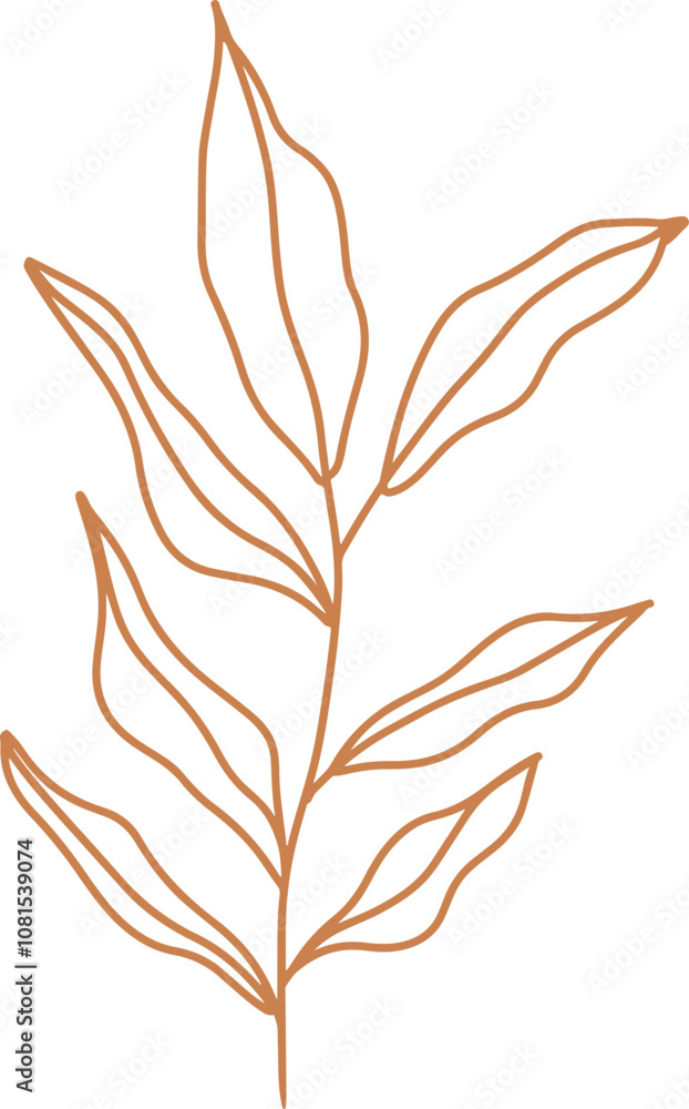 Golden Simple Wild Flower Doodle lIne Art Golden Simple Wild Flower Doodle lIne Art