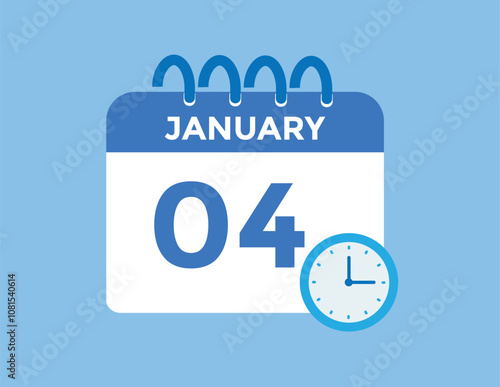 January 4 Calendar Day or Calender Date for Deadlines or Appointment. calendar date icon on white background.
